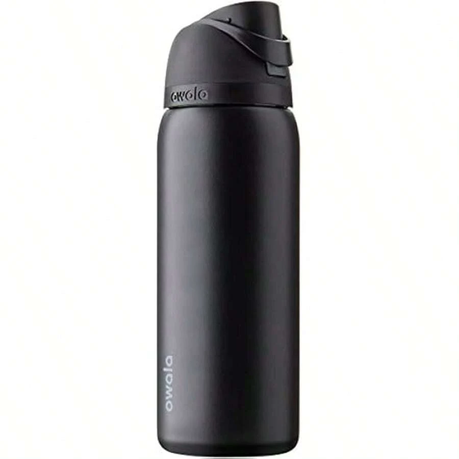 OWA 32oz Insulated Water Bottle With Straw, Stainless Steel, 24-Hour Cold Retention, Locking Lid, Ideal For Sports, Travel, And Campus Use. Color: Black - Black - View 1