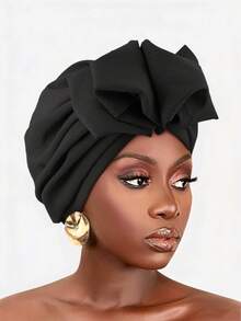 1 chiếc mũ turban xếp ly co giãn thắt nơ màu trơn dành cho nữ, thích hợp sử dụng hàng ngày, mùa hè và đi biển. - Nhiều màu - Xem 15