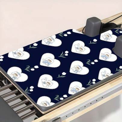 1件海军蓝郁金香猫咪图案防滑瑜伽垫 - 适合居家锻炼、跳舞和跳绳 - 男女通用，瑜伽配件，健身垫