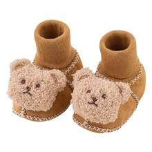 Infant Baby Booties Cute 3D Buny/Bear Doll Decor Non Slip Soft Indoor Crib Walking Socks - Nâu C - Xem 4