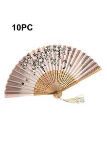 1 Stück vintage handgefertigter Bambus Faltfächer mit Quaste - elegantes Geschenk für Frauen, Hochzeitsfavors, traditioneller chinesischer Kostümfächer - Verschiedenfarbig - Übersicht 7