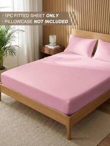 1 Stück einfarbiges Spannbetttuch, weich & hautfreundliche Matratzenauflage, geeignet für alle Jahreszeiten, maschinenwaschbar, passend für Einzelbett/Doppelbett/Queensize/Kingsize, ideales Bettwäsche-Geschenk, Heimdekoration, Schlafzimmerdekoration - Pink - Übersicht 2