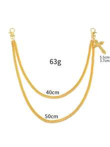 1件十字形镂空多层朋克嘻哈裤链，时尚百搭 - 彩色 - 查看 8