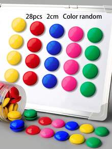 12/28/56pcs Round Plastic Covered Magnetic Buttons, Refrigerator Whiteboard Magnets, Suitable For School, Office, Home - Multicolor - View 9