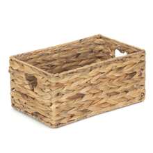 Red Hamper Small Rectangular Water Hyacinth Storage Basket - Transparent Black Model - View 6