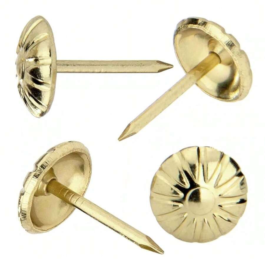 Upholstery Tacks For Decorative, Furniture Tacks Nails For Upholstery Decorative, 7/16 Inch Upholstery Nails For Furniture DIY Decorative, Daisy Upholstery Tacks Gold,100PCS - 金子 - 查看 1