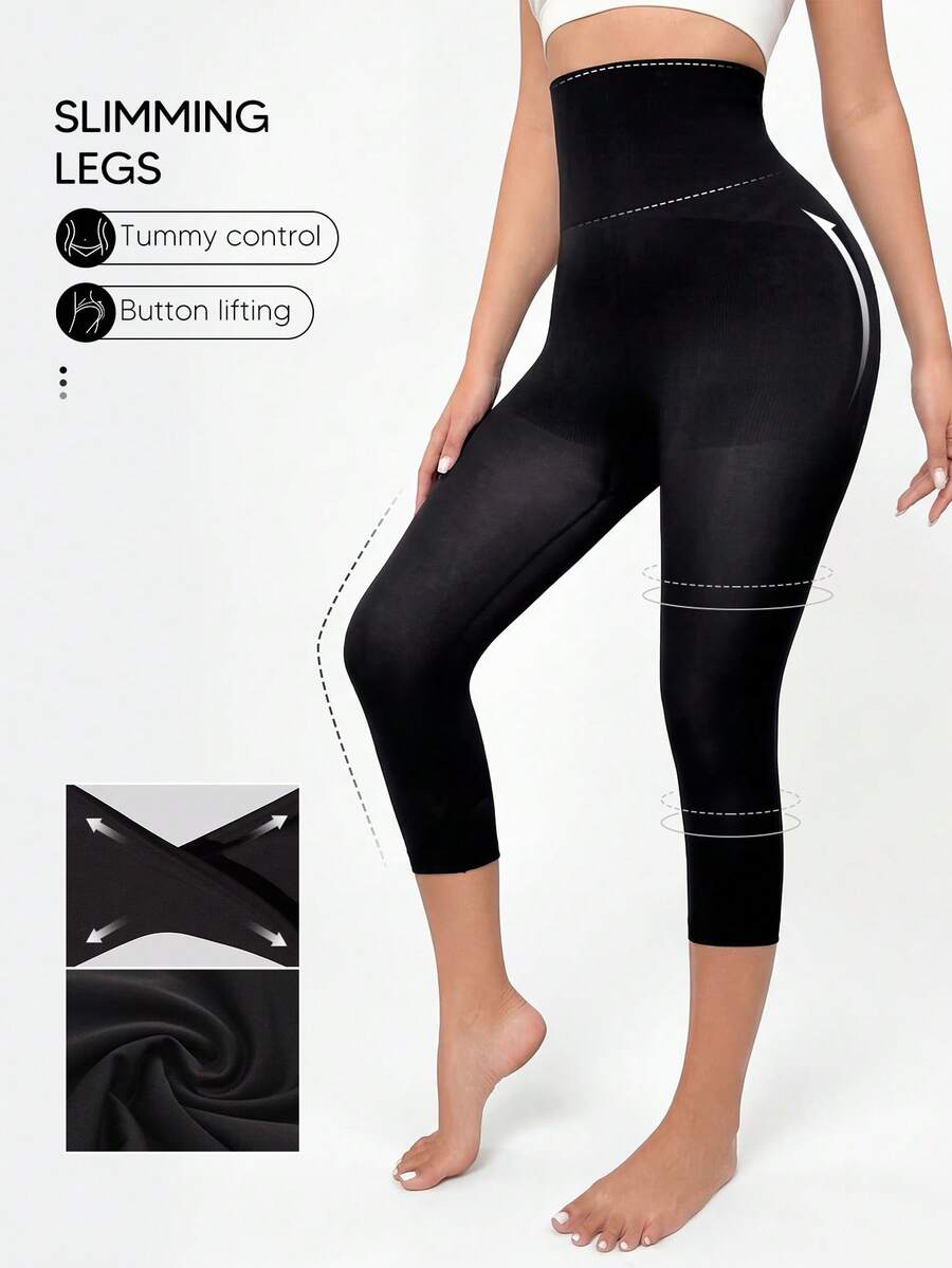 Suprenx Quần legging lửng 3/4 ôm sát, định hình vóc dáng, cạp cao dành cho nữ. - màu đen - Xem 1