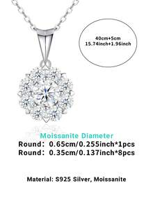 Dây chuyền bạc 925 đính đá Moissanite, mặt dây chuyền tối giản không gây dị ứng, món quà sang trọng cho Ngày Valentine, Ngày của Mẹ, Sinh nhật, Bạn gái, Vợ, Mẹ (Hộp quà kèm giấy chứng nhận) - Bạc - Xem 3