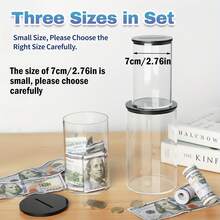 Transparent Acrylic Piggy Bank With Access Function, Transparent Coin Bank With Lid - Black - View 4