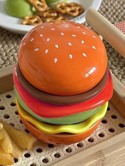 Set de 6 platos mini apilables con forma de hamburguesa - Platos de plástico duradero y coloridos, diseño ahorra espacio, ideal para cenas familiares, fiestas, picnics - Fácil de limpiar, decoración de mesa divertida y platos para aperitivos, platos de fiesta, vajilla interesante, material fácil de limpiar, hermosos suministros para el hogar y la cocina