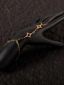 Copper Inlaid Zirconia Minimalist Rhombus Hand Chain, Fashionable Versatile Elegant Hand Bracelet, Niche Design - Double Diamond Bracelet - View 3