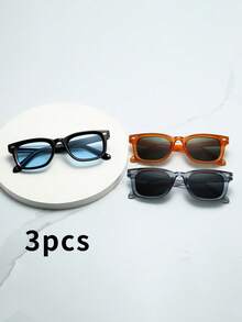 3pcs Men's Rectangular Small Frame High-Quality Personalized Minimalist Fashion Glasses, Suitable For Parties, Travel, Leisure, Beach, And Daily Use - 3pcs - View 2