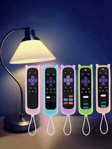 Funda protectora de silicona brillante para control remoto, soporte de almacenamiento para control remoto, carcasa protectora de control remoto con luz nocturna, apta para control remoto de TV /control remoto simple/control remoto por voz, funda protectora de silicona, batería no incluida, caja de almacenamiento, decoración de habitación - A - Ver 3