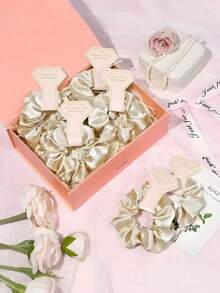 2Pcs Satin Bridesmaid Hair Ties, Soft Ponytail Holders, Bridal Shower Wedding Party Favors, Wedding Guest Gift Hair Accessories - Multicolor - View 3
