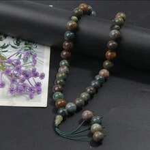 33pcs 12mm Agate Rosary Beads, Suitable For Muslim Prayer And Meditation, Durable Prayer Beads, Comes With Elegant Gift Box - Green - View 8