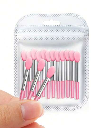 12件套硅胶唇刷和眉刷化妆刷套装，6件套迷你便携硅胶唇刷套装，易于清洁，小型硅胶唇膜涂抹器，方便涂抹口红、唇膜、唇油等。