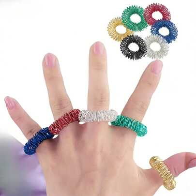 5/15/20 件装彩色指压按摩环，手指按摩器，指尖按摩器，减压透气按摩环 - 弹簧设计，理想的手部按摩工具礼品，按摩用品