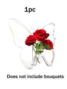 透明蝴蝶造型亚克力花瓶，优雅现代桌面婚礼装饰，家居装饰蝴蝶花瓶，优雅桌面装饰，客厅卧室水培花卉，INS风格家居装饰玻璃花瓶 - B - 查看 7