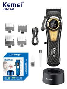 Kemei Bộ máy cắt tóc chuyên nghiệp KM-2242 bán chạy dành cho nam giới, máy tỉa râu không dây sạc USB với pin lithium 4500mAh, máy tỉa tóc điện chất lượng cao 9000 vòng/phút có màn hình hiển thị, 1 chiếc. - Xem 12