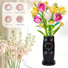 1250pcs/249pcs Flower Bouquet Building Blocks Set, Creative DIY Plant Bouquet Decor, Tulip & Daisy Artificial Flowers, Ideal Gift For Women - Birthday, Mother's Day Or Valentine's Day - Multicolor - View 5