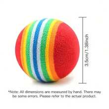 Rainbow Toy Balls, Solid Elastic Balls For Cats, Pet Supplies, Small Cats/Dogs Toy, Floating EVA Cat Teaser Balls - Red - View 7
