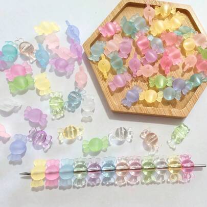 17mm 30/50/100pcs Acrylic High Transparency Candy Bead Frosted Horizontal Hole Bead Mobile Phone Chain Bag Hanging Bracelet DIY Jewelry Accessories