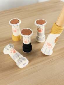 4pcs Cat Paw Pattern Anti-Slip Table Leg Covers, 1pc Cute Chair Leg Pads, Suitable For Home Use And Door Handles, Thickened Cat Paw Chair Leg Protectors, Slip Them Over Chairs To Protect Floors And Furniture. - Multicolor - View 2
