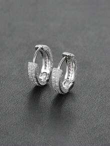 1对时尚立方氧化锆嘻哈风格男士耳环 - 彩色 - 查看 13