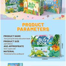 1pc Reusable Interactive Quiet Book For Children, Thick Cardboard Material, Montessori Style, Cartoon Animal/Weather Pattern, Spiral Binding, Hook And Loop Matching Activities, Toy To Develop Cognitive And Fine Motor Skills, Preschool Education & Classroom Supplies - Multicolor - View 2