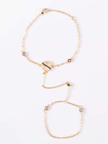 奢华水钻手链戒指组合，简约优雅女士指节手链 - 雙D圓皓石 - 查看 9