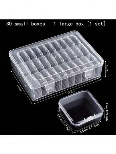 30个透明塑料收纳盒，珠子分类工具隔层容器，珠子收纳盒 - 珠宝收纳盒，串珠收纳盒，珠子托盘 - 非常适合DIY珠宝收纳，小隔层盒，理想的情人节礼物和送给女性的礼物，可用于艺术和手工艺品、美甲水晶、珠子、种子等收纳