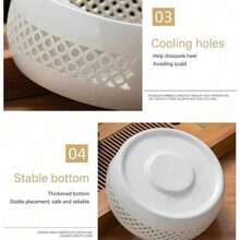 茶壶保温器，陶瓷茶壶保温器，茶蜡烛保温器，陶瓷茶壶保温器，中空凹底垫，实用多功能茶壶加热器，适用于家庭、办公室、咖啡厅 - 白色 - 查看 4