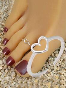 BALMORA 1pc Sterling 925 Silver Fashion Elegant Hollow Love Heart Foot Opened Ring For Women Daily Wearing Friendship Party Jewelry Gift - Silver - View 1