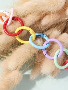 10pcs Multi-Color Metal Lobster Clasp Keychain Rings, Round Spring Clasp DIY Jewelry Accessories, Random Color Gifts For Mother, Father, Graduation, And Teacher - Multicolor - View 4