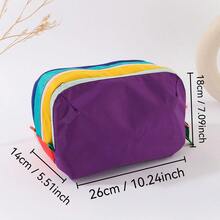1pc Summer Dopamine Color Block Cosmetic Bag, Large Capacity Portable Toiletry Organizer, High Saturation Color Blocking | Multi-Compartment Storage | Portable Handle | Zipper Closure | Lightweight & Durable, Suitable For Commuting / Vacation / Picnic, Convenient Side Handle For Easy Carrying - Multicolor - View 5