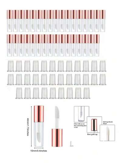 أنبوب لمعة الشفاه DIY بلون الذهب الوردي سعة 1.2 مل، موزع ملون للشفاه قابل لإعادة التعبئة