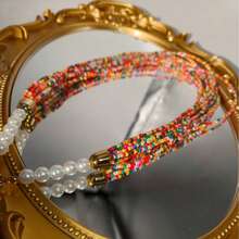 女士波西米亚风多层珍珠项链 - 彩色 - 查看 6