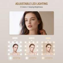 Large Vanity Table (150 Cm), Power Outlet, 11 LED Lights (3 Colors), 10 Drawers, Jewelry Storage, Plenty Of Storage Space, White-Silver - 查看 5