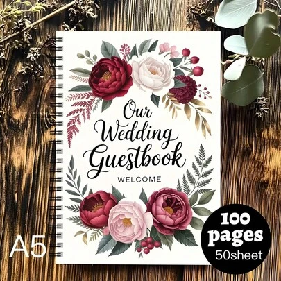 1pc Elegant Floral Design Spiral Notebook - Ideal For Weddings, Events And Anniversaries, Perfect Gift For Colleagues, Suitable For Both Men And Women