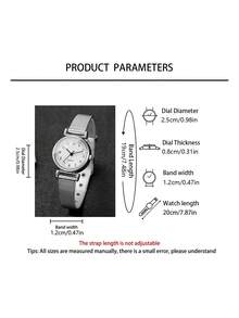 一套奢华闪耀女士石英腕表及手链套装,包含一枚纤薄石英腕表(白色圆形表盘)和一条镶嵌钻石心形及无限符号的银色网状手链。银色网状表带尽显优雅精致。作为一套实用腕表及珠宝套装,适合新年、日常通勤等多种场合佩戴。 - 銀色 - 查看 6