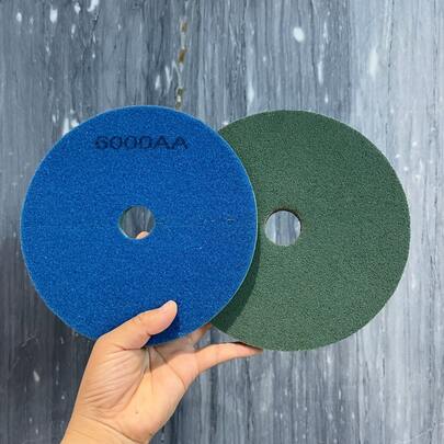 8 Inch (20cm) 2pcs Diamond Polishing Pads With Backing, Suitable For Wet Grinding And Polishing Of Stone, Granite And Marble Countertops, Applicable To Hand-Push Floor Grinder, Floor Renovation Machine, Vertical Polishing Machine, Coarse Grinding To Fine Polishing 500AA-10000AA