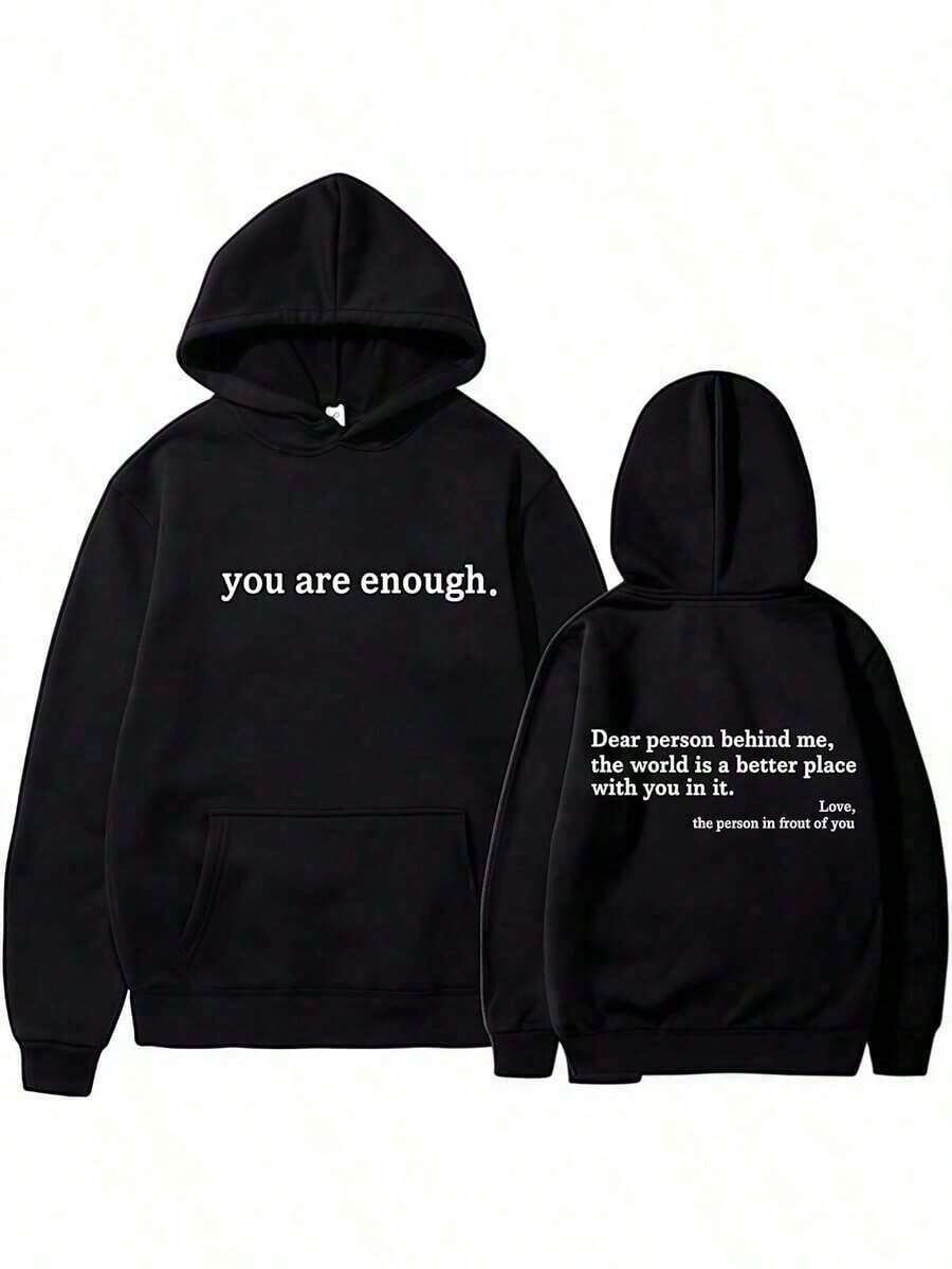 New Women's HoodiesModa Masculina Explosiva Mangas CortasYou Are Enough Dear Person Behind Me Sweatshirts Casual Graphic Letter Print Sleeve Hoodie Gift 2026 New Women's Hoodie Autumn Winter Oversized Y2K Aesthetic Sweatshirt - 黑色 - 查看 1