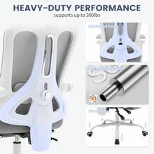 Home Office Chairs - White Frame - Light Gray Mesh - View 6