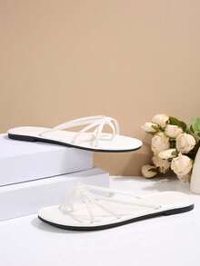 Women's Fashion Slippers - Lightweight, Breathable, Open-Toe, Flat, Casual Summer Shoes With Comfortable Insole And Adjustable Strap For Easy Walking,Beach Outfits - White - View 6