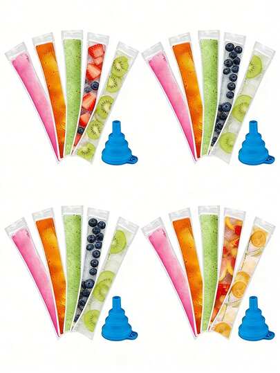 480 piezas de bolsas desechables para paletas de hielo, incluye embudo para bolsas de hielo para jugo, cubitos de hielo, frutas