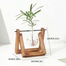 Creative Hydroponic Plant Transparent Wooden Frame Vase Desktop Small Fresh Container Living Room Office Desk Modern Decoration Ornament, Ornament Green Ivy Creative - Multicolor - View 13