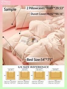 3pcs Pink Bedding Set, 1 Duvet Cover & 2 Pillowcases, Soft & Comfortable Home Textile, Soft & Skin-Friendly, Multiple Colors Available, Suitable For Dorm Rooms, Minimalist & Fashionable Home Decor, Soft & Comfortable Bedroom Bedding Set, Fashionable Set, Machine Washable, No Filling - Pink - View 3