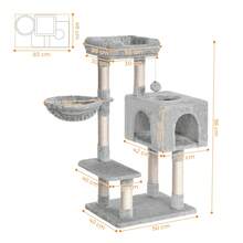 DOGAT Cat Tree With A Height Of 100 Cm, Sisal Scratching Post, Comfortable Hammock, A Removable Bed On Top As A Resting Place And A Replaceable Play Ball For Puppies And Adult Cats - 淺灰色 - 查看 11