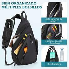 Mariconera Hombre Impermeable, Bolso Para Hombre Ligera, Bandolera Con Soporte para Teléfono Móvil, Mochila Cruzada Antirrobo para Senderismo, Caminar,Viajar,43446299 - Rojo y blanco - Ver 5
