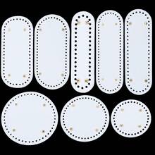 1pc PU Leather Bag Bottom For Crochet, Long Knitting Crochet Bags Bottom Shaper Pad Multi-Colored Hand-Woven Bag Cushion Base With Holes For DIY Handbag Shoulder Bags Purse Making - White - View 7